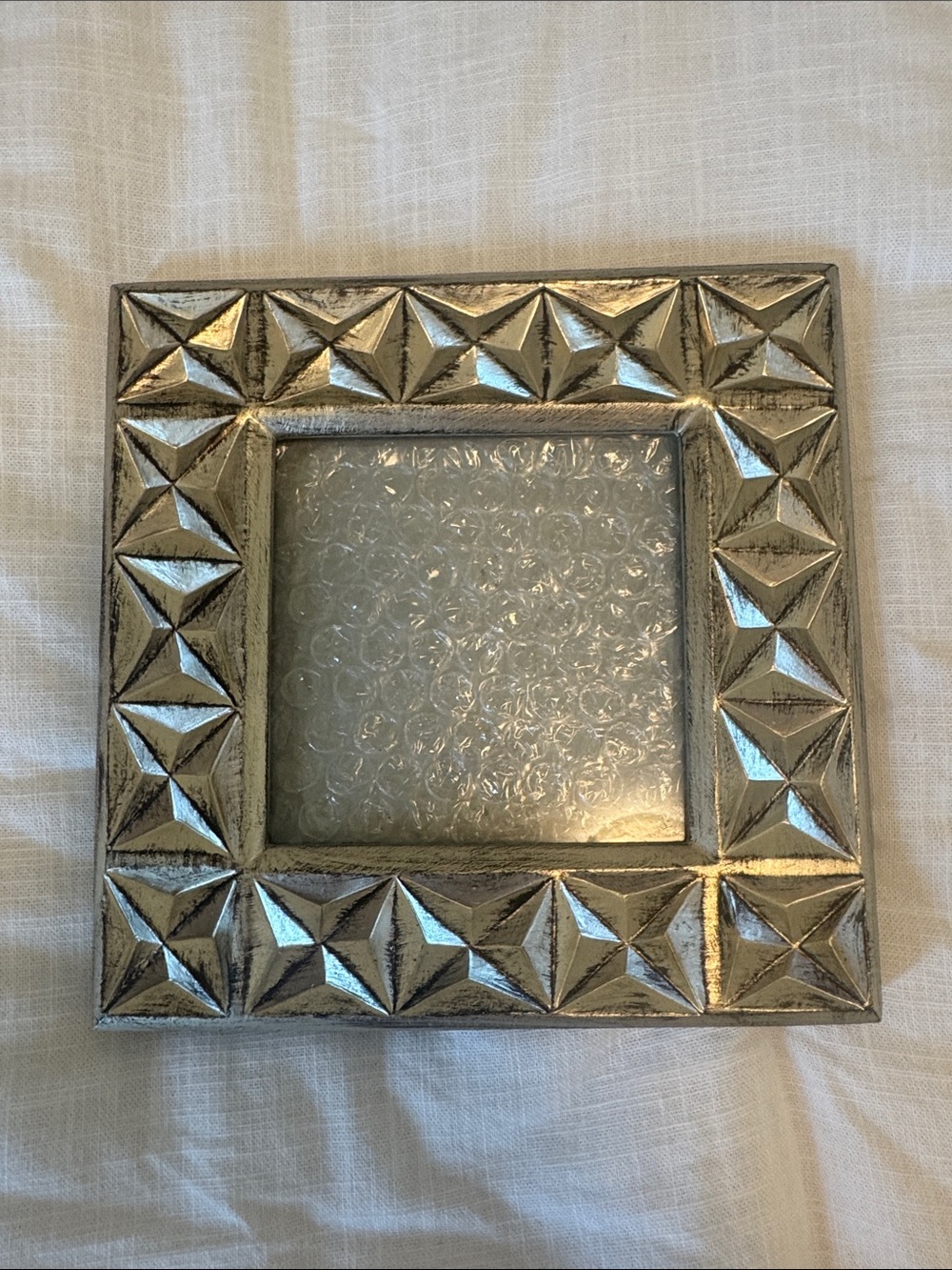 Nicole Miller Metallic Silver Geometric Photo Frame